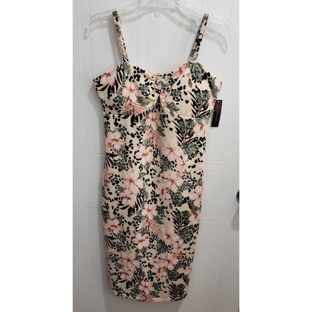 NWT No Boundaries Women's Sz L Multicolor Tropical Animal Print Sleeveless Dress